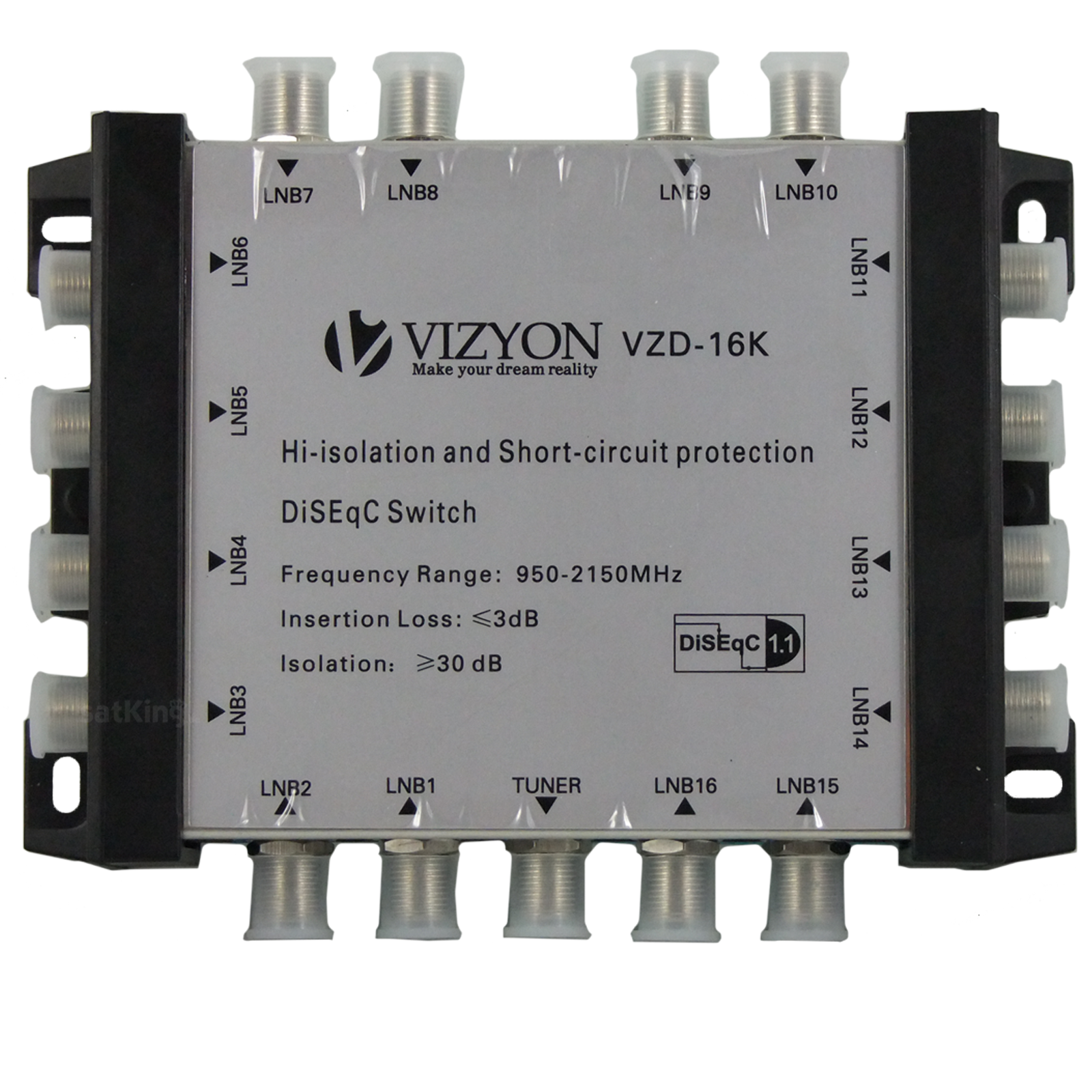 16/1 DiSEqC Schalter Vizyon VZD-16K (16 in/1 out) für 16
