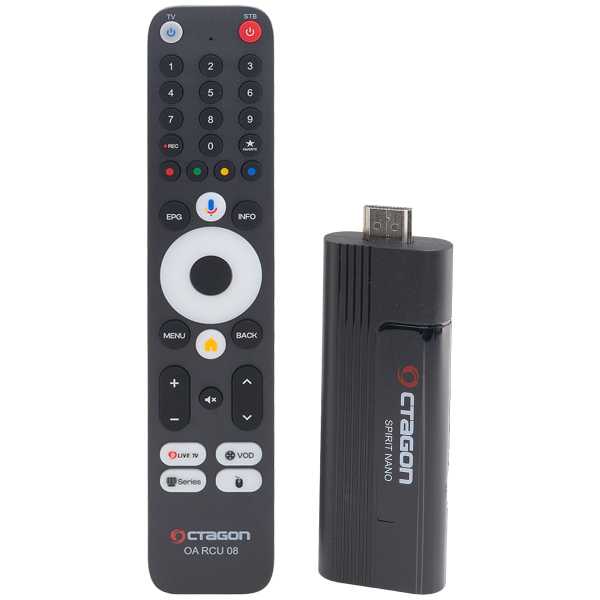 Octagon SPIRIT NANO 4K UHD Android TV IP-Stick mit Bluetooth Fernbedienung