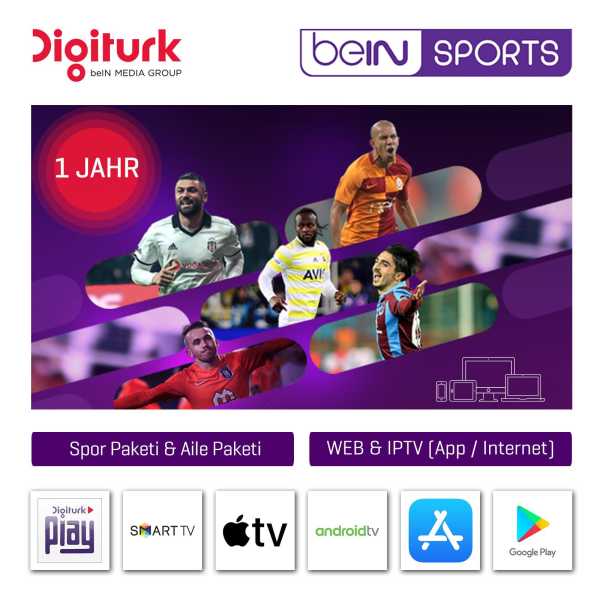 Digiturk Play Bein Sports Web Iptv Hd Sport Und Familienpaket 12 Monate