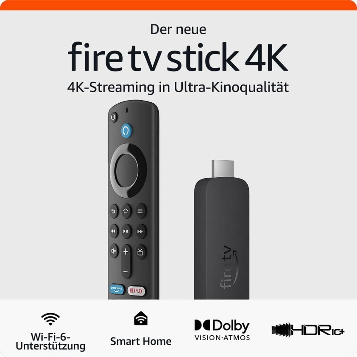 Amazon Fire TV Stick 4K (2.Gen) Mediaplayer Stick mit  Alexa-Sprachfernbedienung