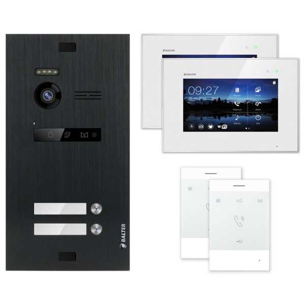 EVO Schwarz Video Türsprechanlage Set 2 Familienhaus 2x Talk + 2x 7“ LCD Monitor WiFi EVO Schwarz Video Türsprechanlage Set 2 Familienhaus 2x Talk + 2x 7“ LCD Monitor WiFi